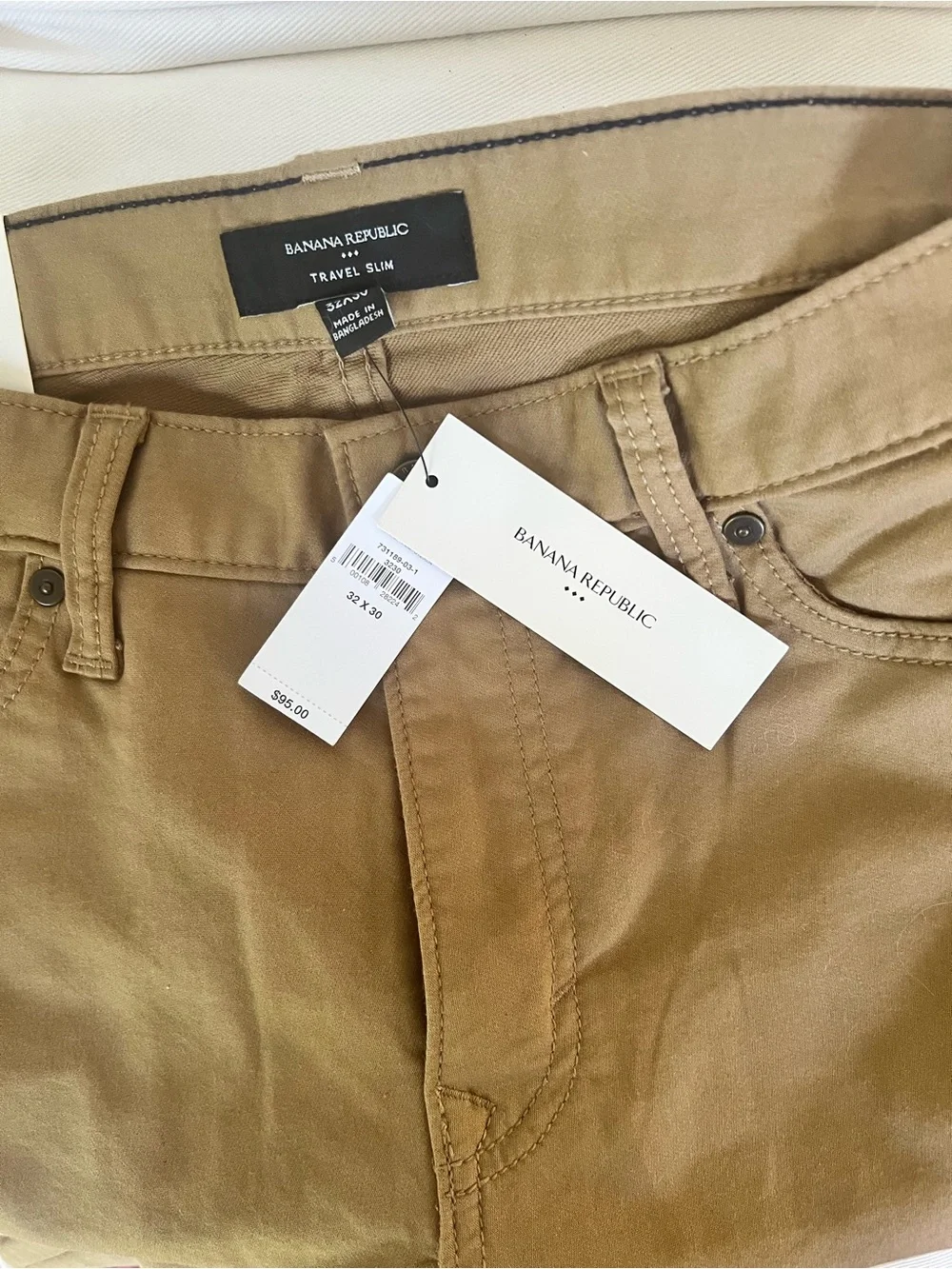 Banana Republic Mens Travel Slim Fit 32x30 Khaki / Tan NWT